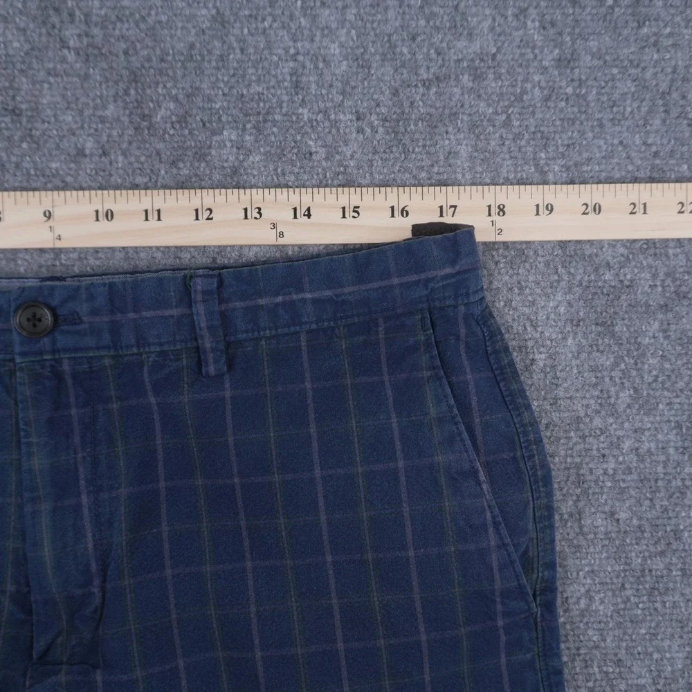 Banana Republic Shorts Mens 35 Bundle Plaid‎ Green Navy Blue Linen Cotton Chino